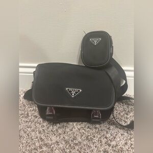 PRADA UNISEX Cross Body Messenger Black Bag As-Is Great Condition